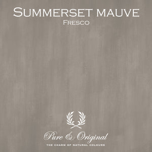 Color swatch of Pure & Original Paint color SUMMERSET MAUVE of the Brown/Red Collection- FRESCO Lime  Paint.  Sold By Cara Conkle Decorative Finishes. 